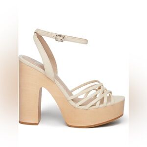 PAIGE women 8 $280msrp Cream Woven-Strap Platform Sandals